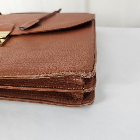 Vintage Dooney & Bourke camel brown leather folio briefcase with lock and key - Picture 3 of 16